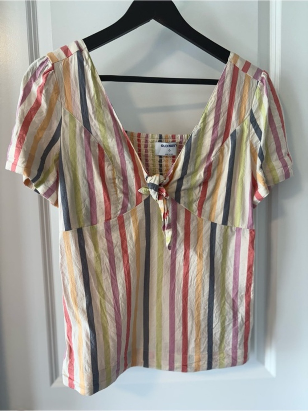 Old Navy Striped Knot Front V Neck Top Small